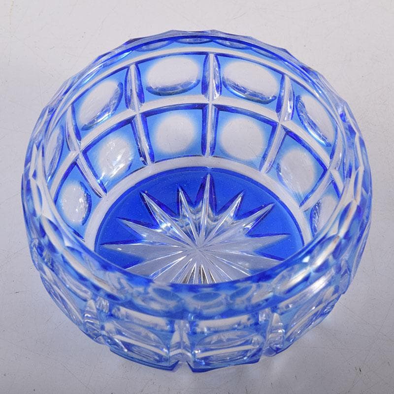 堀口硝子　須田秀石作　江戸切子　玉格子文　小鉢　共箱　2点　D　R8799