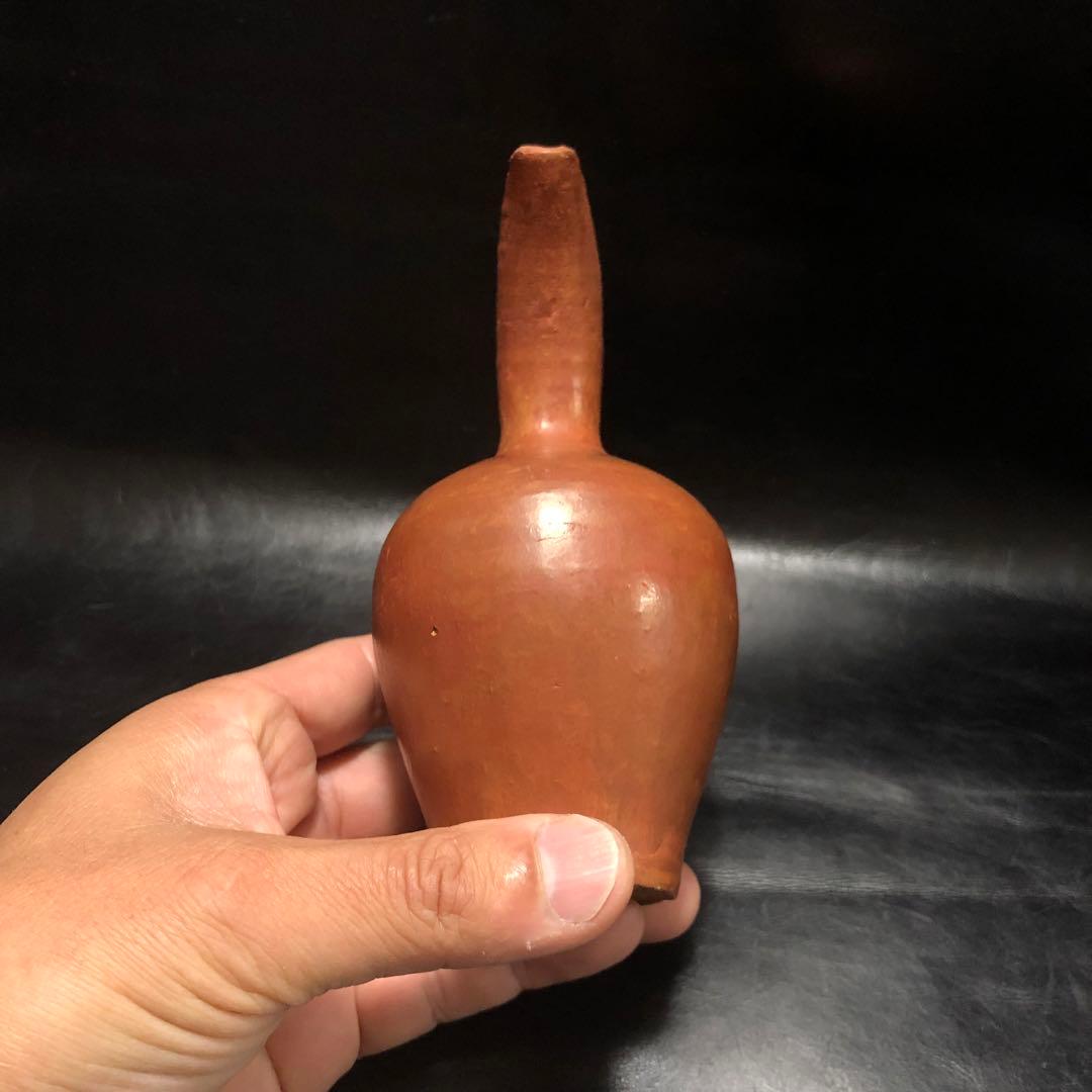 珍品◆蔵から謎の美しいシルエットの赤い壺、壷が出て来ました、水差し？茶道具？