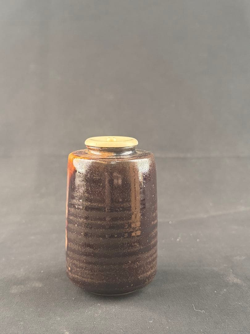 遠州七窯 近江膳所焼 陽炎園作 大名物 出雲肩衝写茶入 茶道具