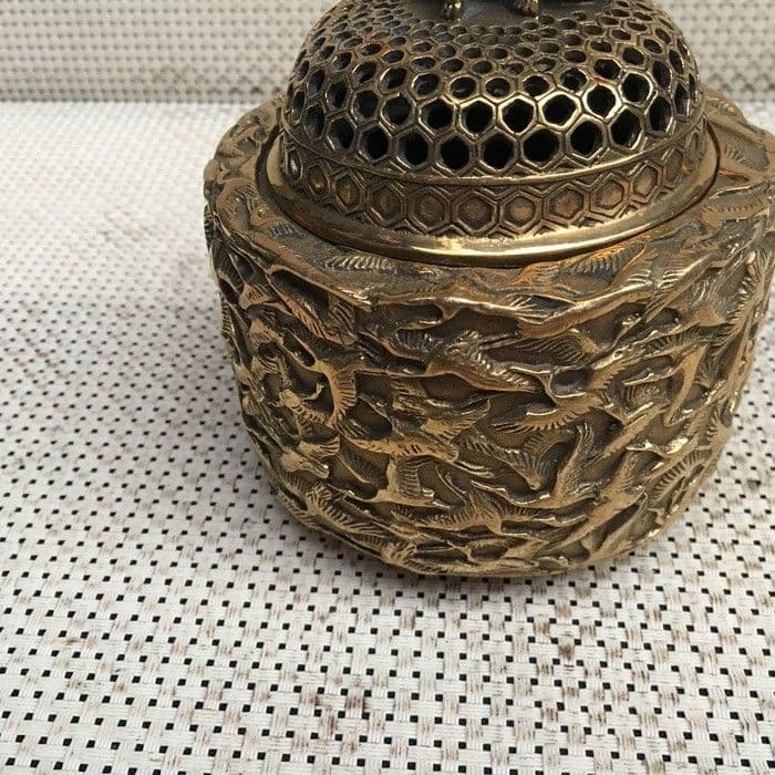 千鶴亀薫香炉 銅製 工芸品 美術品 置物