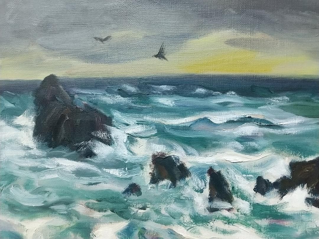 F4「親不知海岸」油絵 絵画 風景画 油彩画 アート