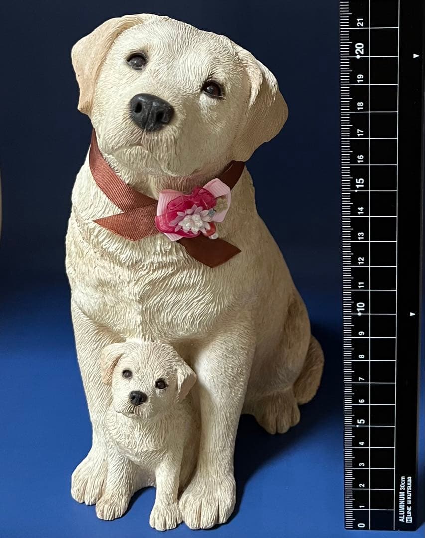 犬の親子　陶器置物/彫像　ラブラドール親子　アメリカ製　　サンドラ・ブルー