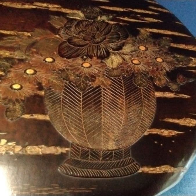 桜樺細工　茶びつ　名工の作品　花籠