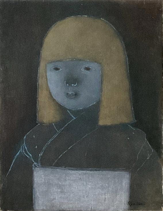 ❤️新作 油絵 菅家令子絵 絵画インテリアF6-010326 市松日本人形可愛い