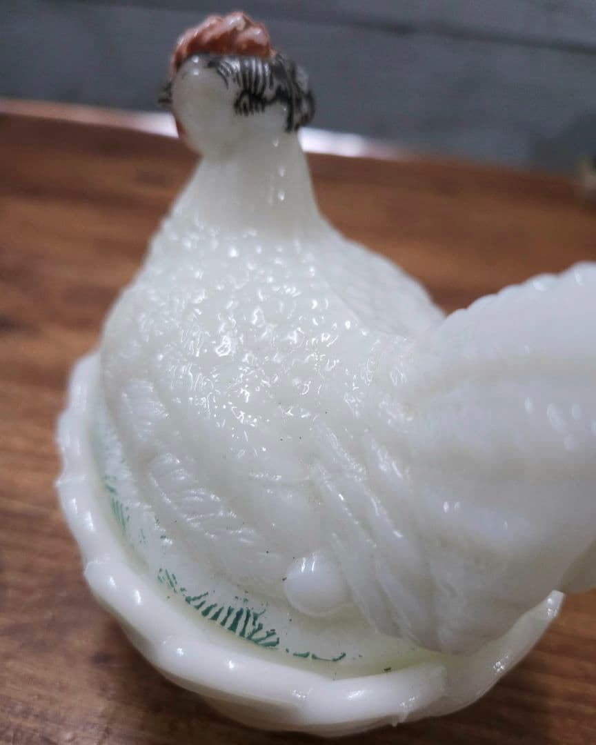 フランスアンティーク オパリンガラス 小物入れ ボンボニエール 蓋付き