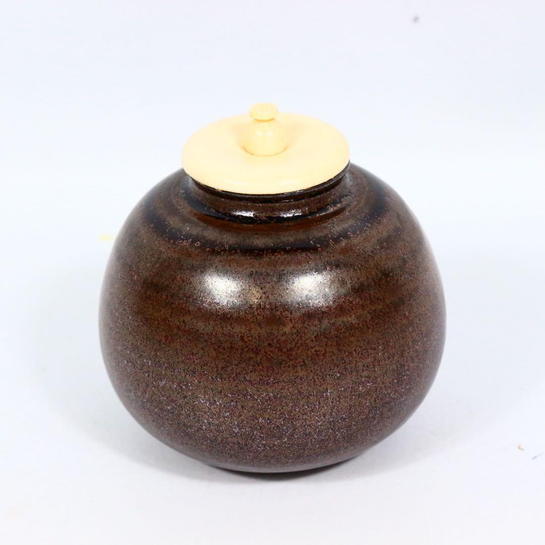 笹田有祥 京焼 模 京極茄子 茶入 緞子 西陣織 共箱　茶器 茶道具 唐物