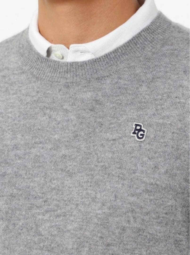 未使用 カシミヤ クルーネックニットセーター カシミヤ100% 6 XL グレー