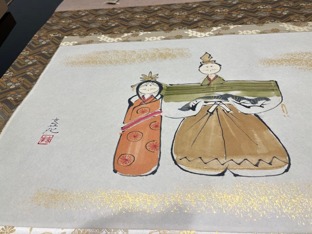 今井玄花 掛け軸　立ち雛　ひなまつり　ひな人形