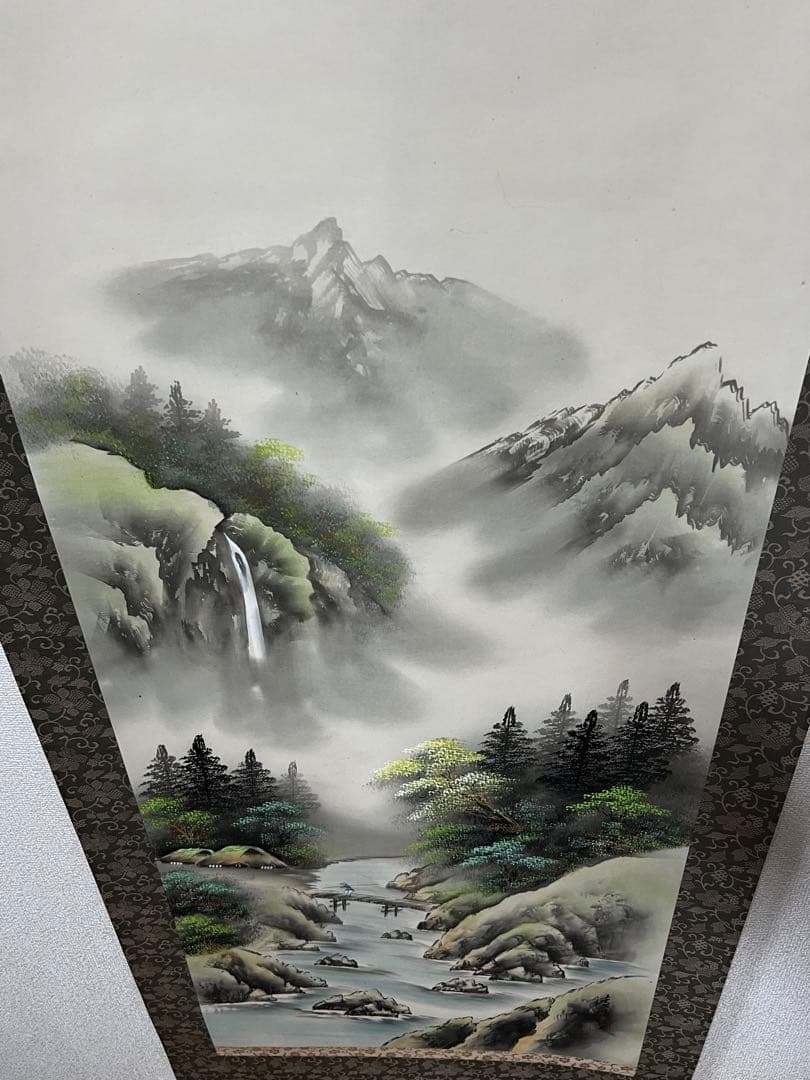 近藤清風　彩色山水　掛け軸
