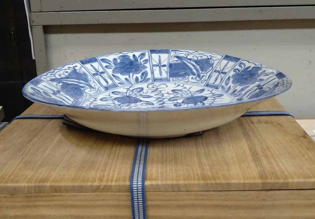 古伊万里藍九谷芙蓉手兜大皿 R103春