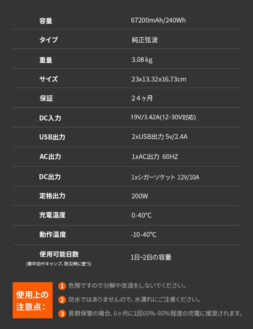 0330純正弦波 Jackery ポータブル電源 67200mAh/240Wh