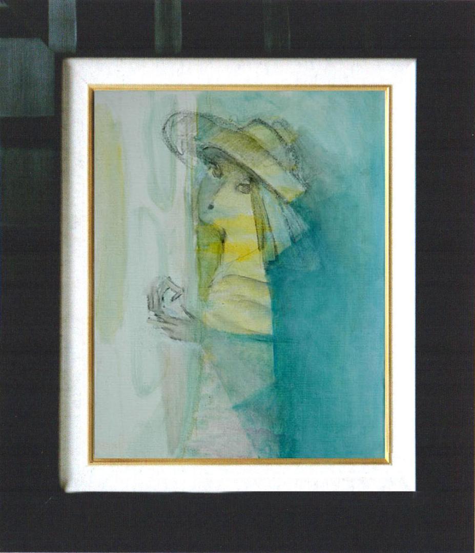 油絵 菅家令子 絵 絵画インテリア 額付( 銀) F4-071012 人物 女性