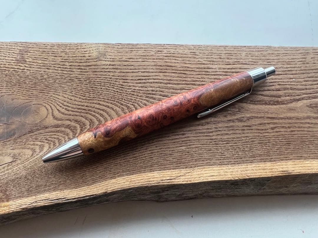 【新品・未使用・極上杢】特上 本カリン瘤紅白　クラフトエー　ボールペン