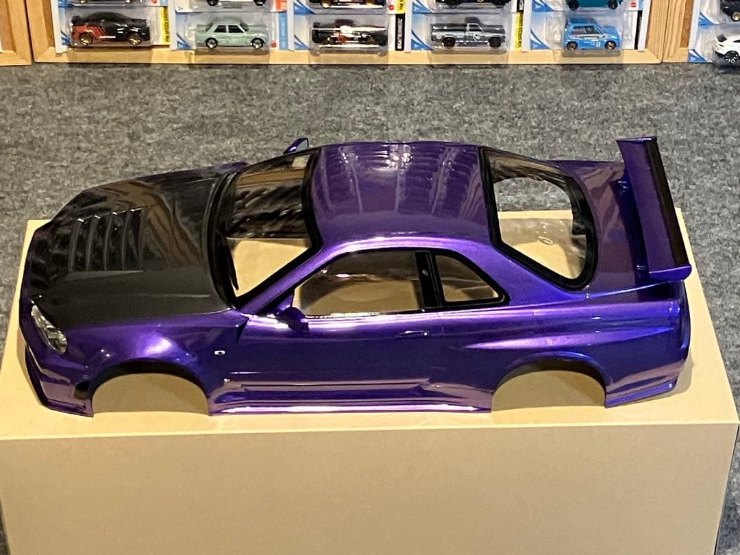 タミヤラジコン日産スカイラインGT-R R34 塗装済 スペアボディメタリック紫