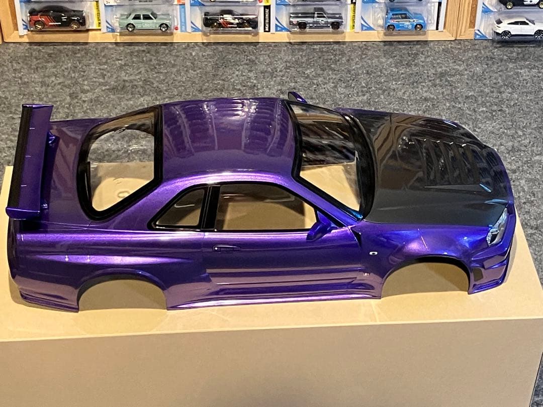 タミヤラジコン日産スカイラインGT-R R34 塗装済 スペアボディメタリック紫