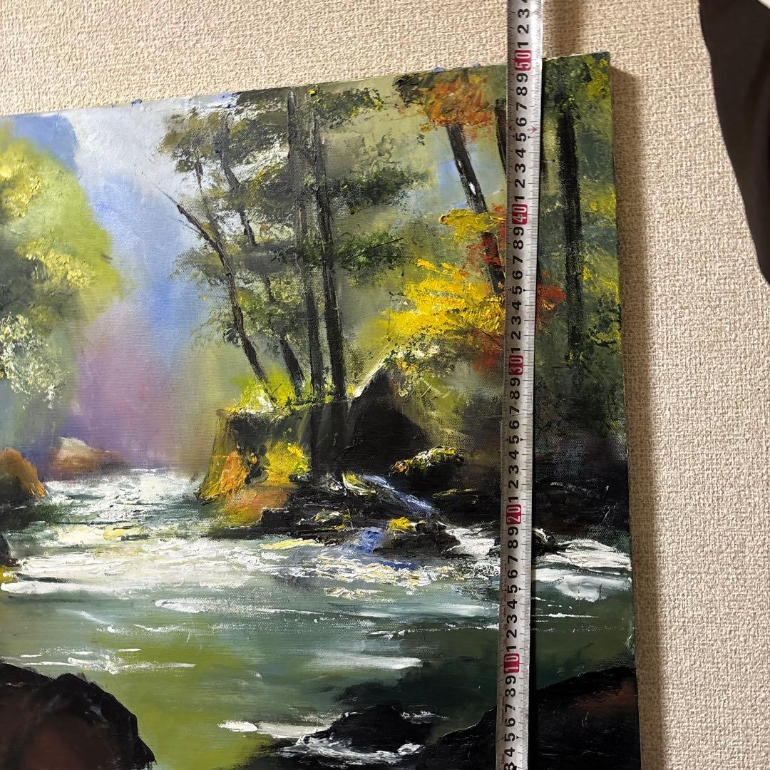 自作油彩画　油絵　風景画　湖　森