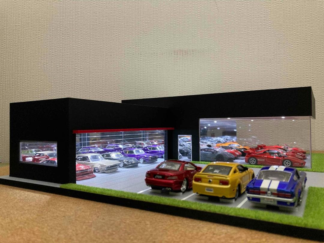 ミニカー専用ジオラマ：1/64 カーディーラーⅣ（オールブラック）希少モデル！