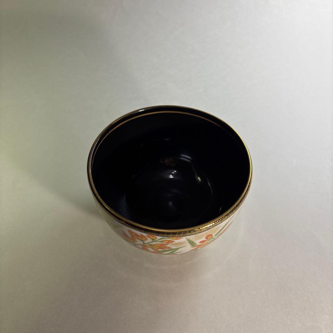 (未使用)壱休窯作　姫檜扇水仙茶碗 (桐箱入)