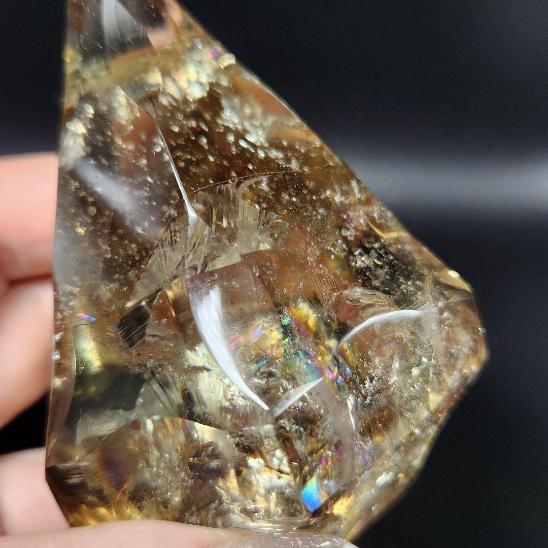 レア！【新品】天然ゼウスクオーツ ダイヤモンド置物 ★スモーキーシトリン★手彫り