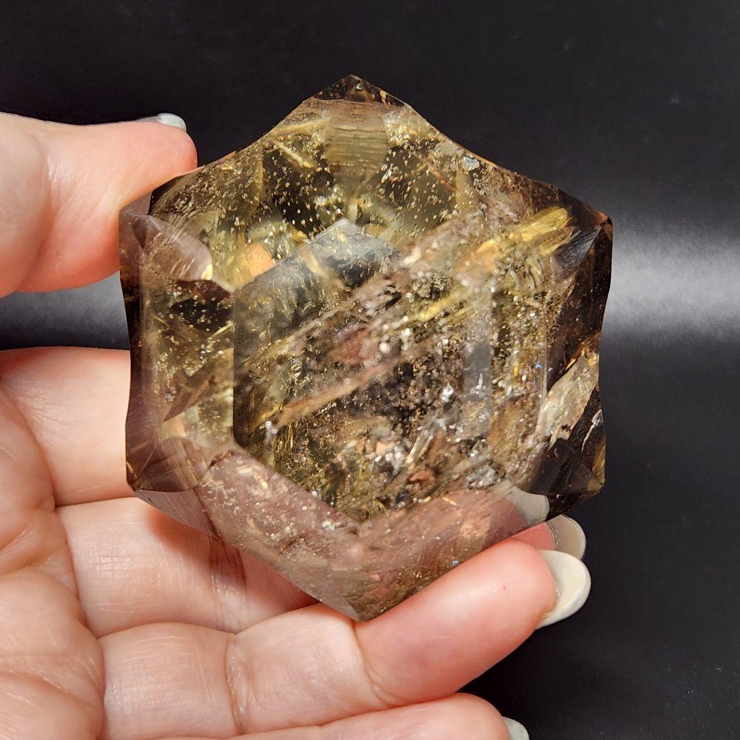 レア！【新品】天然ゼウスクオーツ ダイヤモンド置物 ★スモーキーシトリン★手彫り