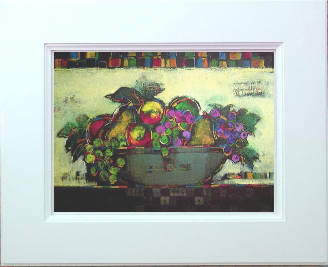 油絵 菅家令子 絵 絵画インテリア 額付(黒) uF6-060904 静物 果物