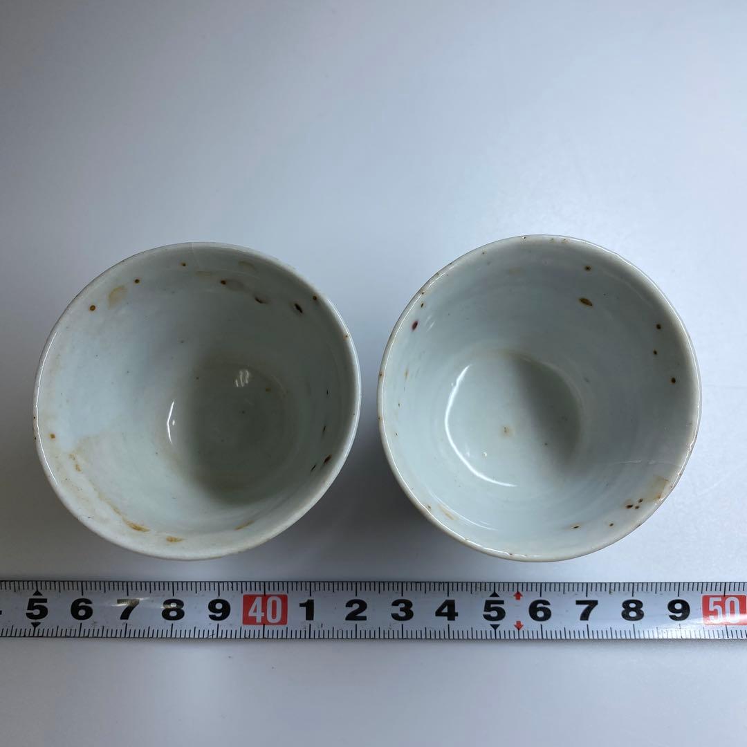 中国清時代　唐物青花キリン図煎茶碗2客　口径約6㎝　東Y7-0331☆2Fタトチ