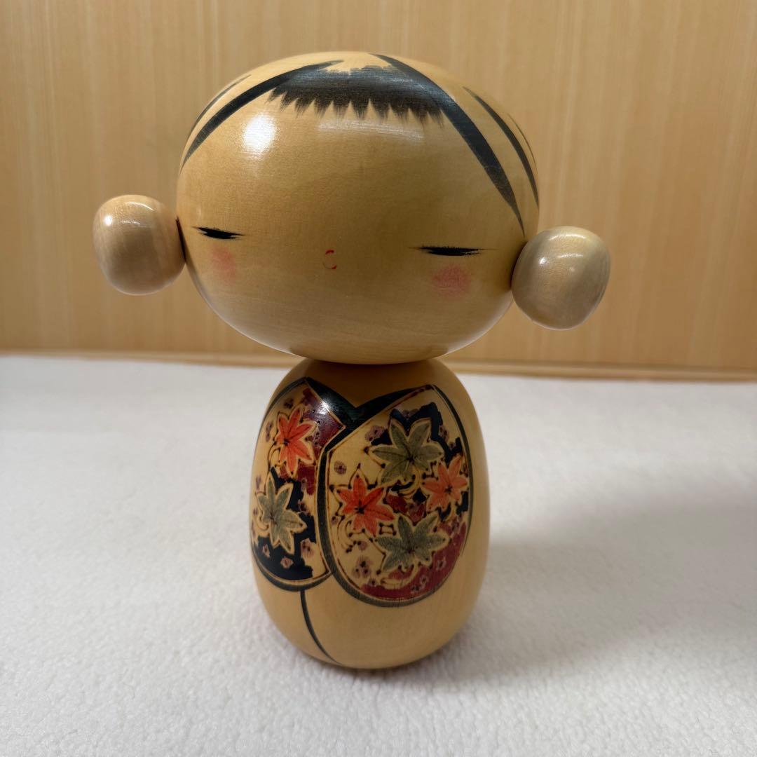 狩野千代松　心待ち　狩野千代松 創作こけし「心待ち」 内閣総理大臣賞　こけし