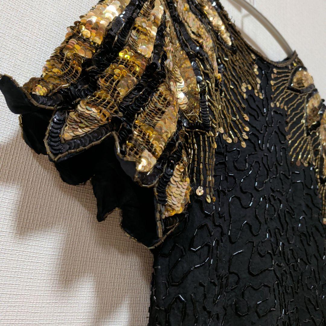 ​【希少】Sténay 総刺繍 鳳凰/ウィングデザイン ビーズドレス P8サイズ