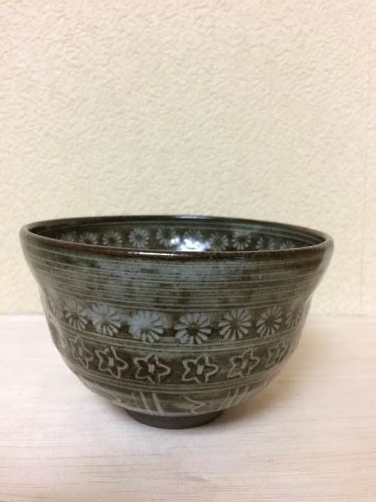 茶道具 茶碗 清水焼平安宗楽造の三島手の茶碗