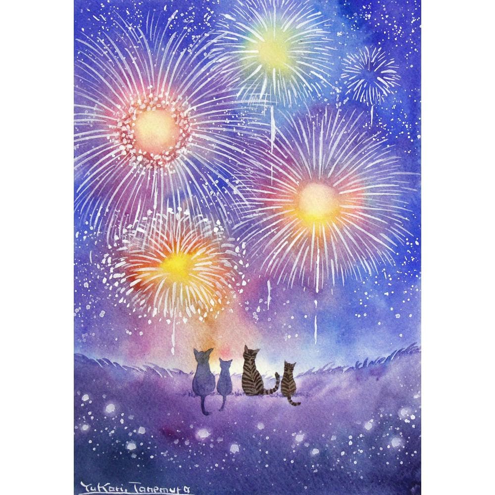 ぷうあさま専用 （原画）夜空に咲く花 ほか　5点おまとめ