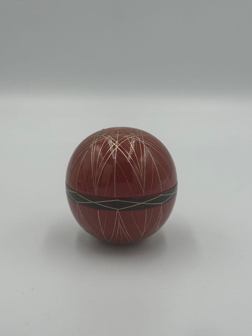 手まり蒔絵　日の丸棗　松峰作　茶道具