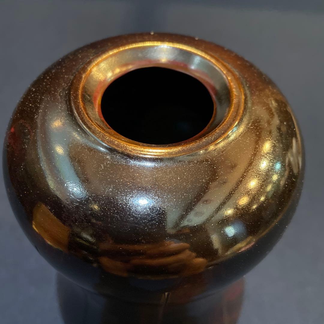 「高岡銅器」の『瓢型 紫銅 花瓶』【凰山】(造)共箱　花器　花入　花瓶