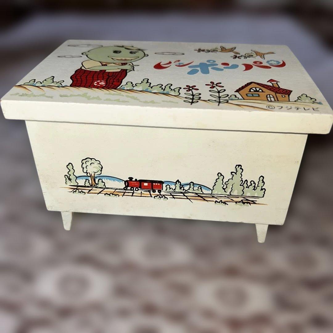 良品1970年代ピンポンパン木製オルゴール女の子が回転する