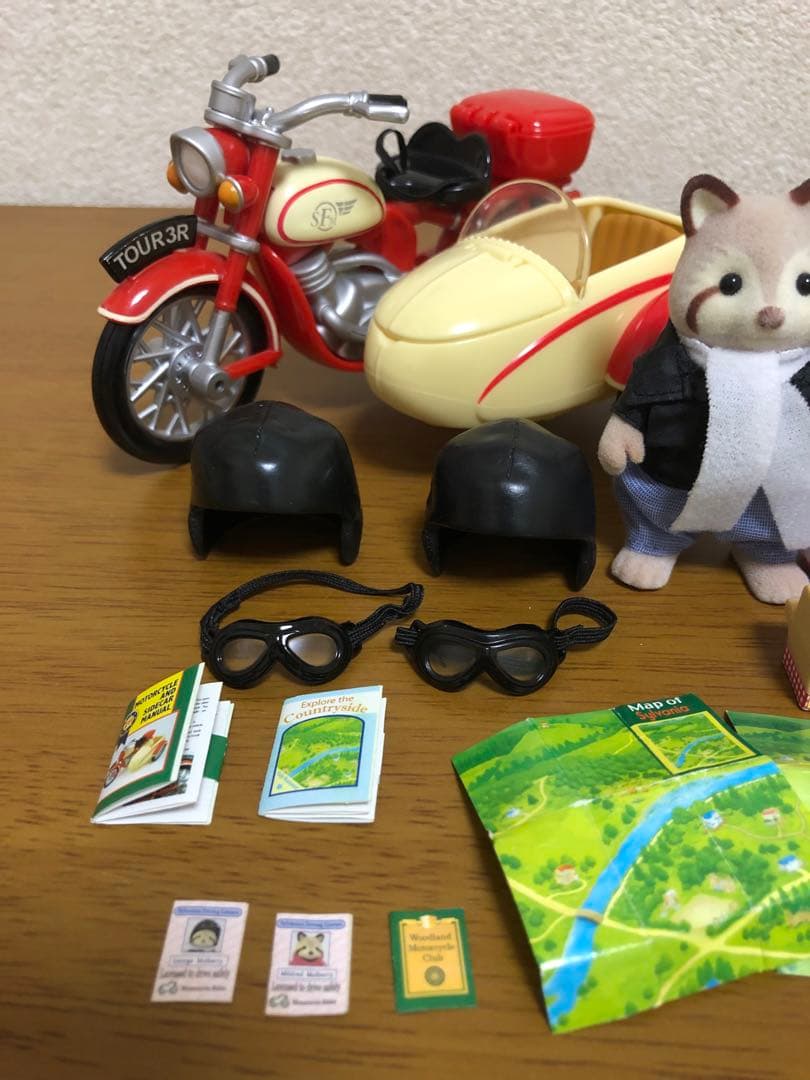 シルバニアファミリーアライグマ 海外版 モーターサイクル&サイドカー