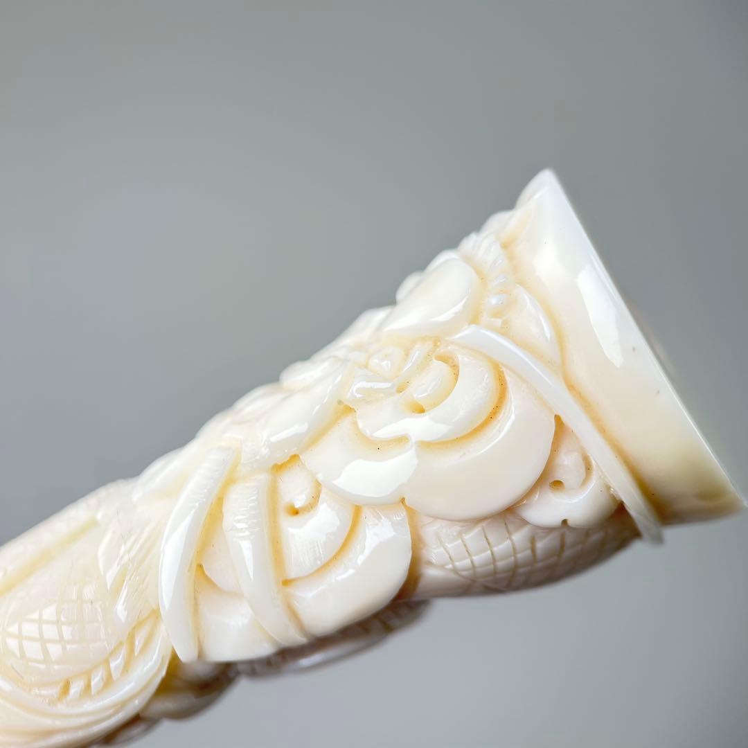 鯨歯製　彫刻入り　煙管（キセル）部品／煙草パイプ用マウスピース