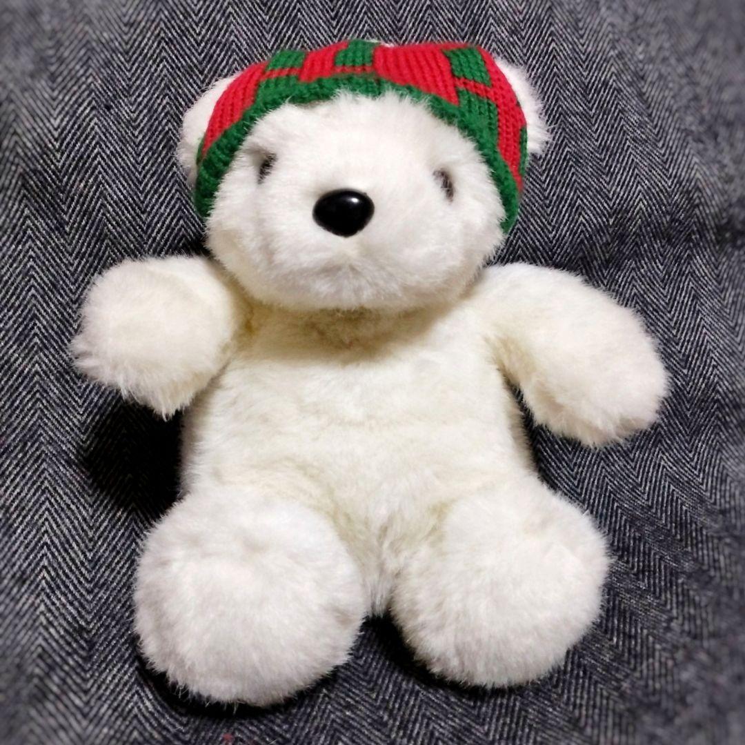 SANTA BEAR シロクマ 白熊 ぬいぐるみ ニット帽 ヴィンテージ 非売品