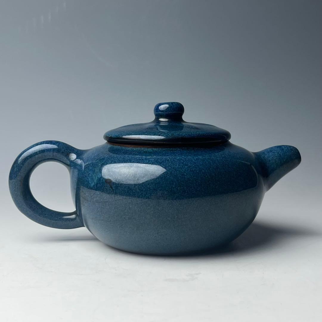 優美 唐物 海鼠釉水注 葛明祥製 款 中国美術 古玩 煎茶道具 急須