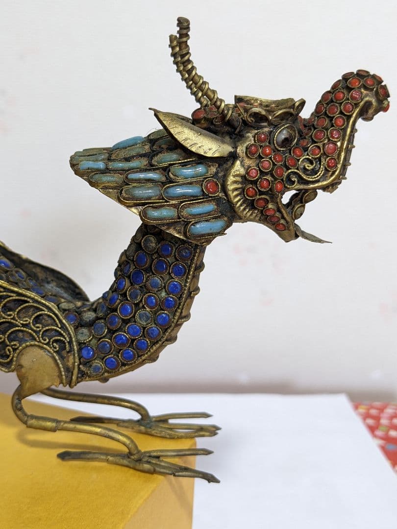 ♦中国 景泰藍？琺瑯彩 龍 置物飾り 七宝焼 古玩 古美術品 美術品 骨董品