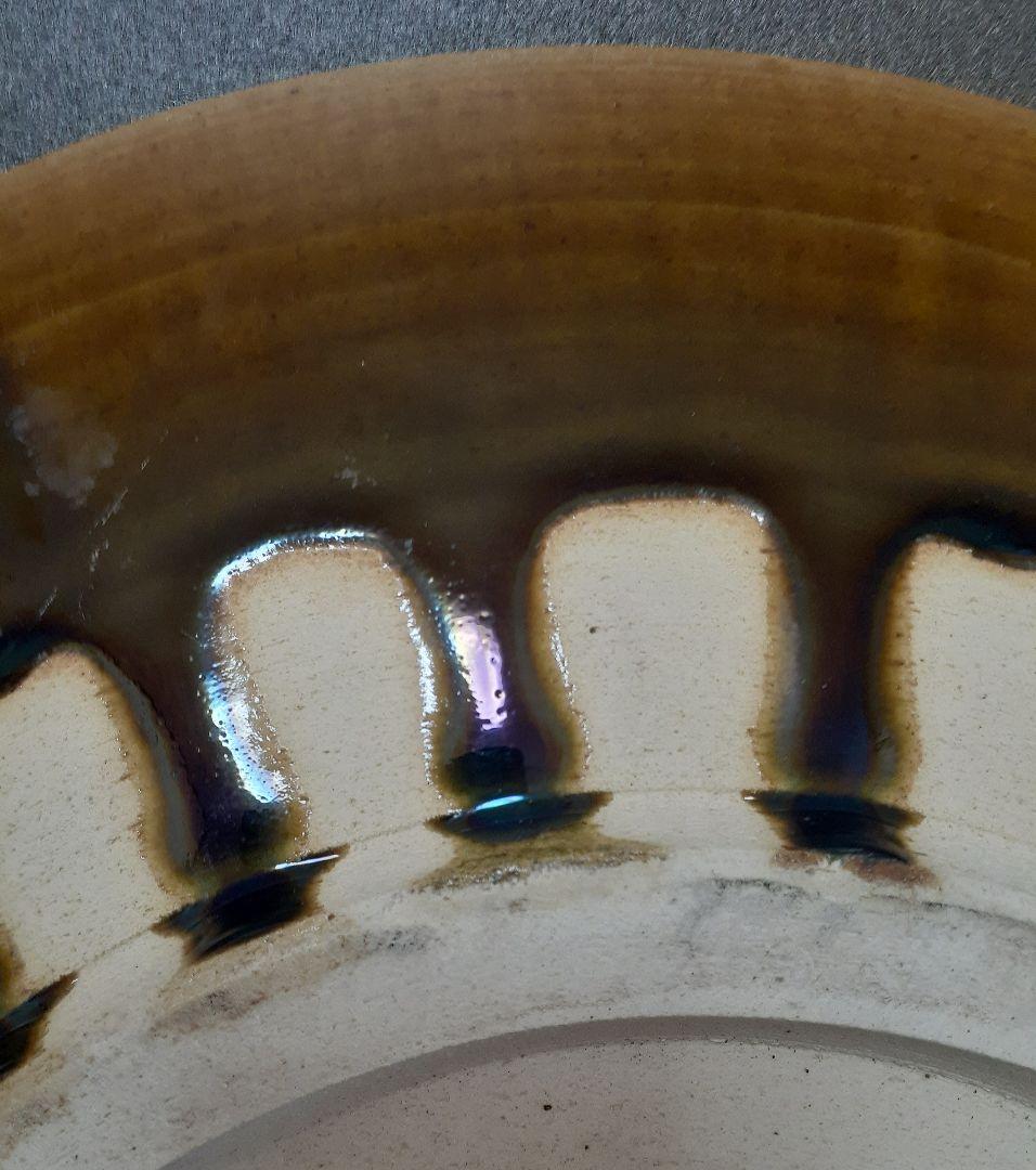 日本工芸会正会員　白山窯【山田正和】造　織部結晶釉　径49.4cm　特大皿　共箱