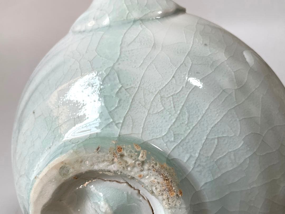 作家物　陶芸家　加藤委　つぶさ　川小牧白磁片口　オブジェ　青白磁　川小牧手　共箱