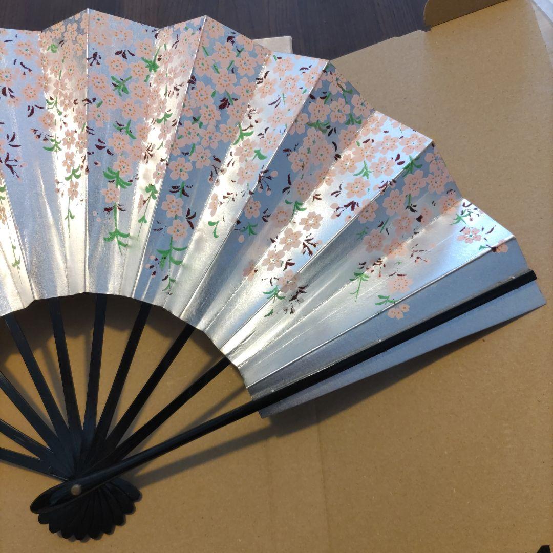 舞扇子 2本セット 金銀　花柄・紅葉柄