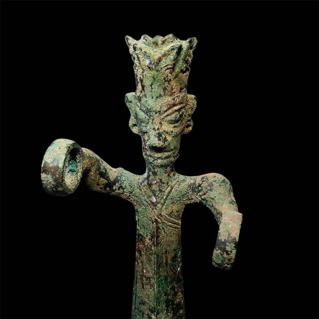 中国古玩 三星堆 青銅人物像 銅製 銅器 骨董品 時代品 美術品