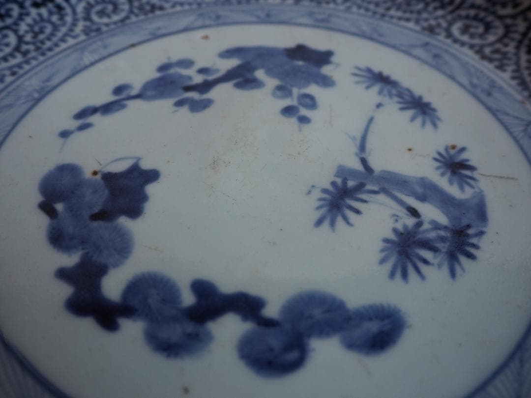 古伊万里松竹梅蛸唐草文尺皿（江戸時代＊18世紀中期）
