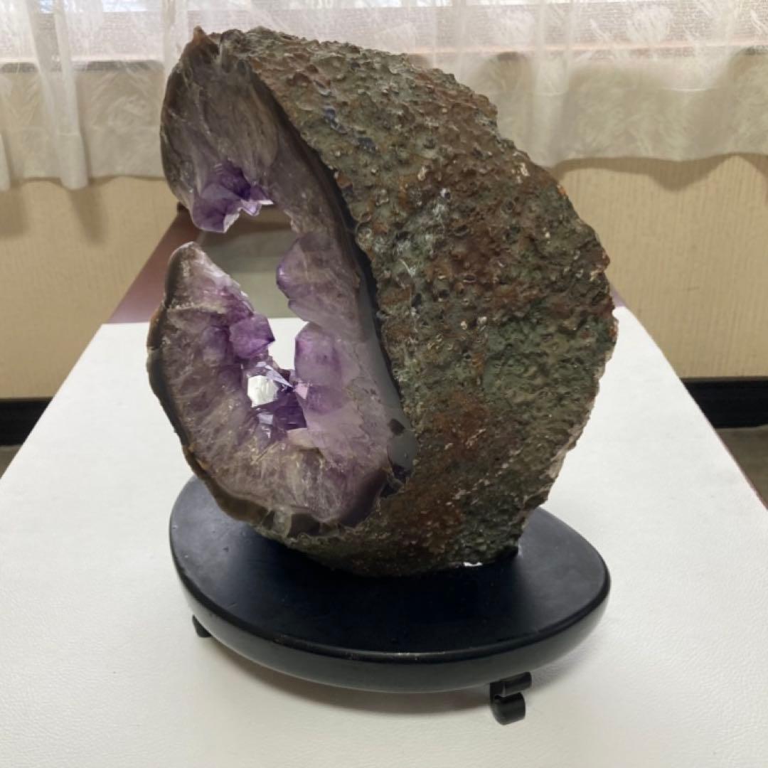 アメジスト 鑑賞石 原石 天然石 紫色 置物 オブジェ 台座 大型 約5.9kg