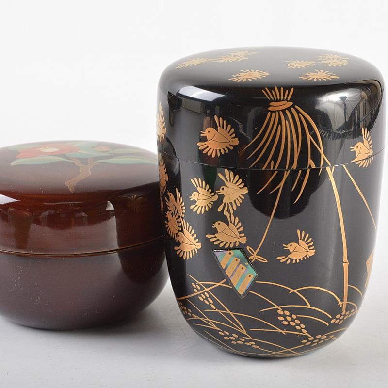 茶道具　鳥金蒔絵棗　黒楽茶碗　香合　櫛　印籠など　輪島塗13点　M　R6020