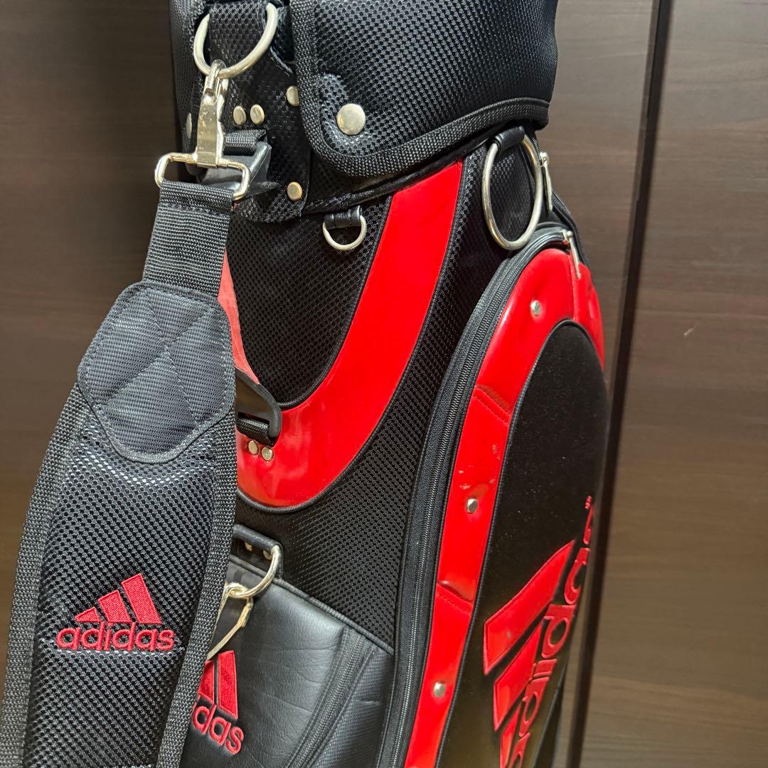 adidas キャディバッグ ゴルフバッグ 黒/赤