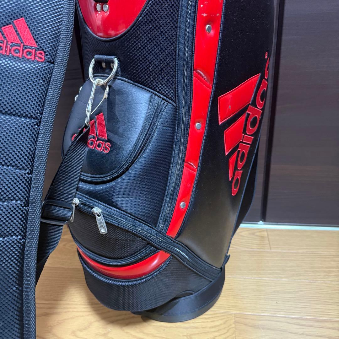 adidas キャディバッグ ゴルフバッグ 黒/赤
