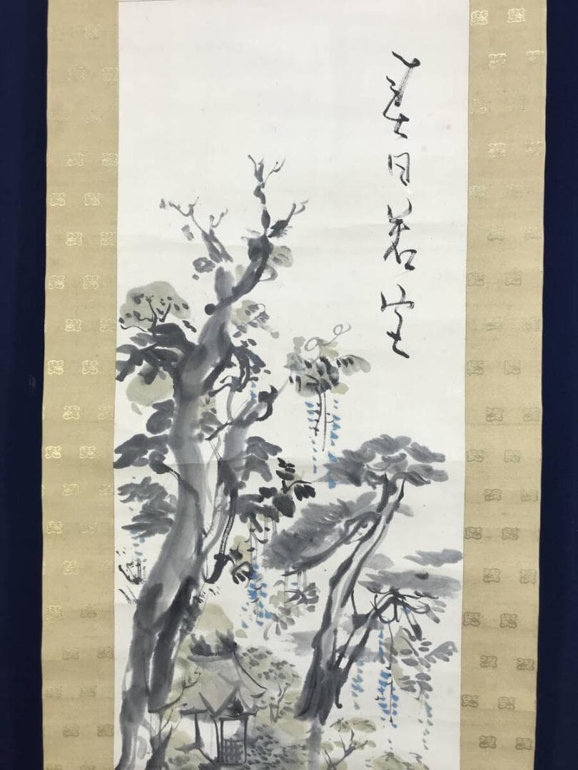 真作/富田渓仙/春日若宮神社図/鹿之図/山水図/掛軸/名家伝来AH-553
