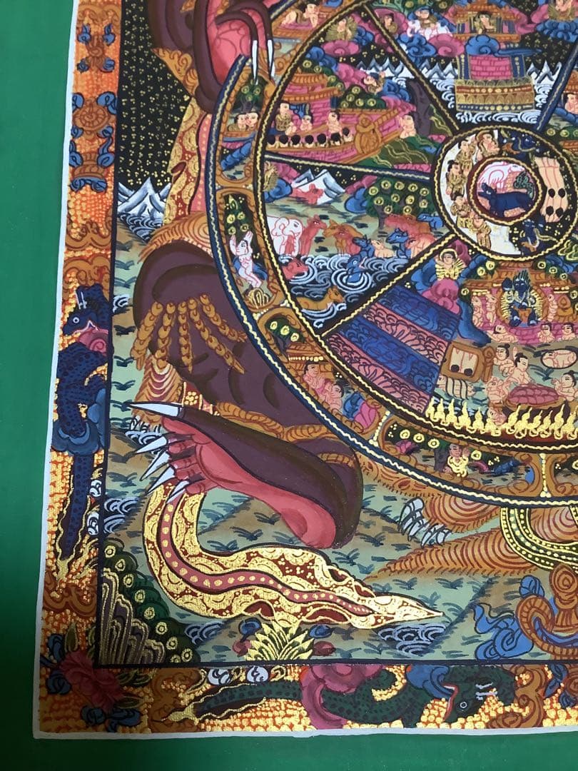 《 チベット密教　新品　1点物 》 六道輪廻　曼荼羅　手描き　仏教　密教　26