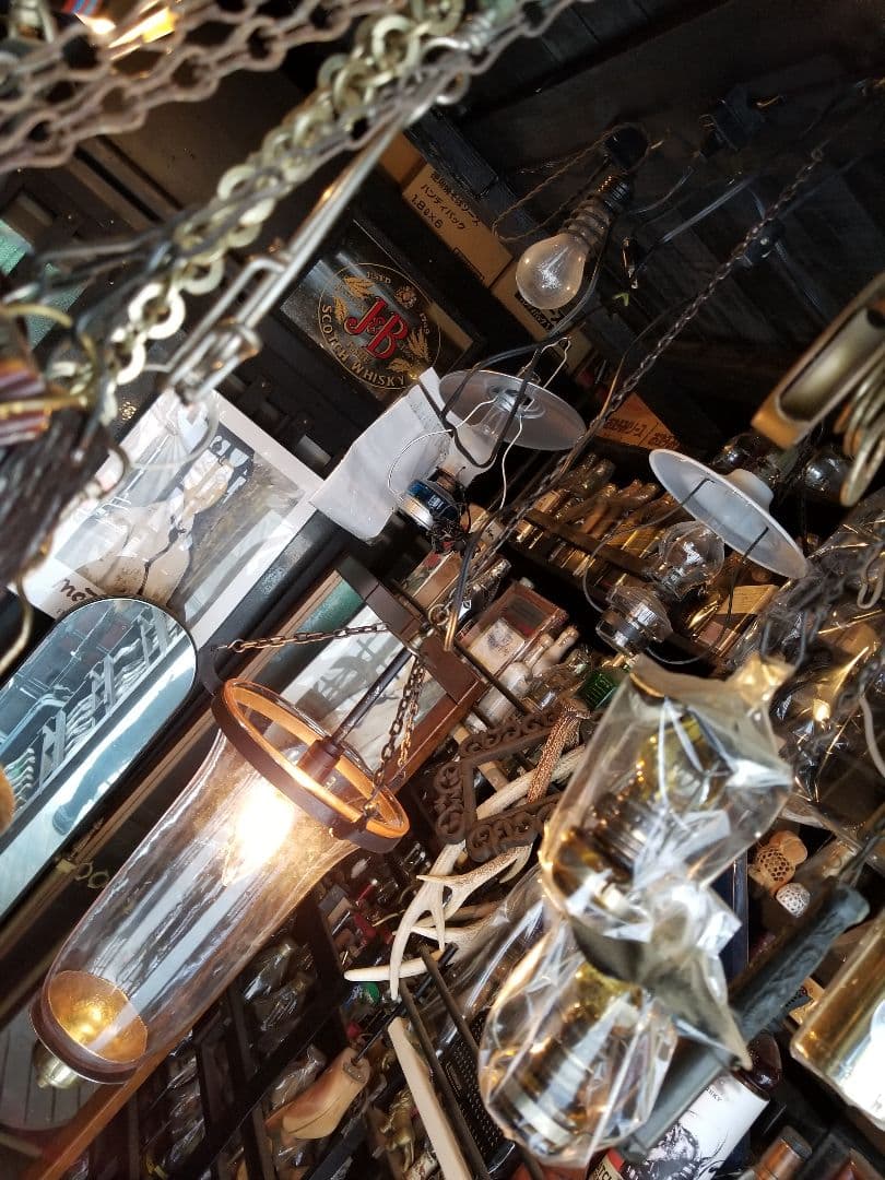 希少　ヴィンテージ　ロートアイアン　釣り鐘　気泡　手吹き　硝子　吊り下げ　ランプ